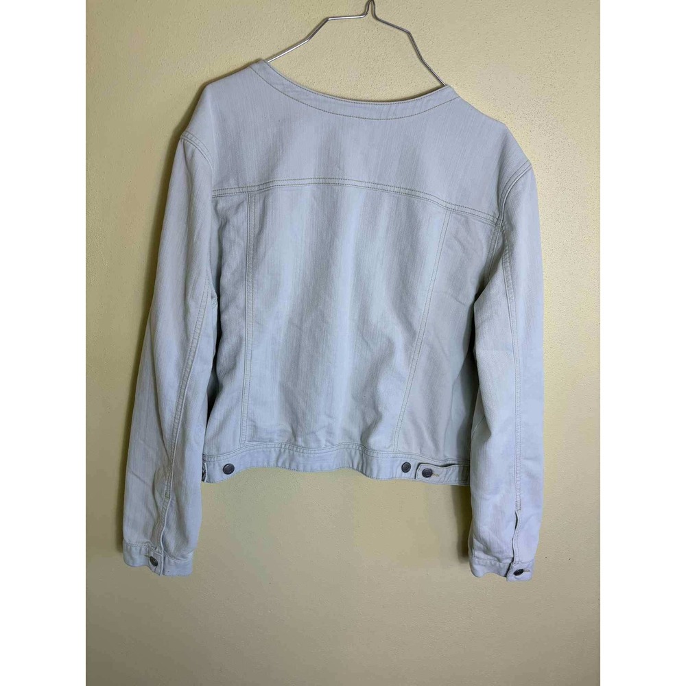 Intro Women's XL Jean Jacket Beige Long Sleeve‎ Button Up Denim Casual
